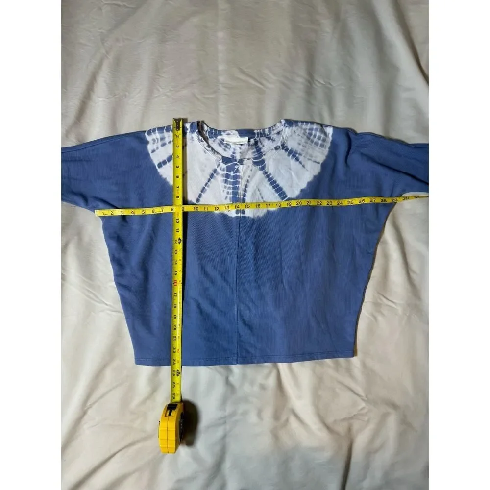 Pure Jill J.Jill Tie Dye Sweatshirt XS Blue White Organic Cotton Dolman Pullover